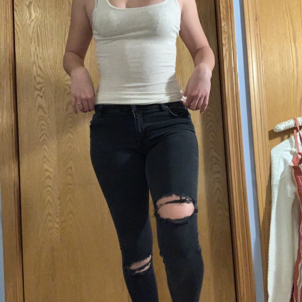 Black Distressed Free People Jeans